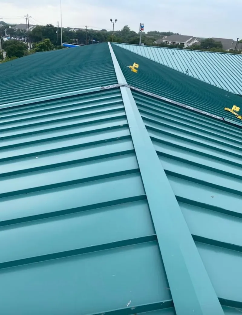 Green commercial metal roof ridge and valley for Metal Roof Repair in Ellicott City